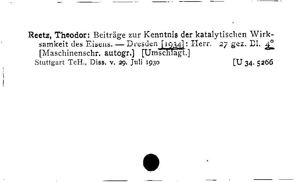 [Katalogkarte Dissertationenkatalog bis 1980]