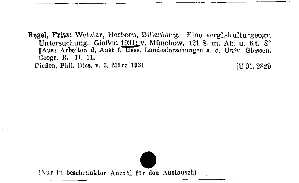 [Katalogkarte Dissertationenkatalog bis 1980]