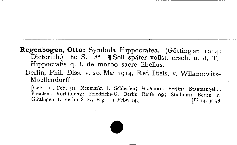 [Katalogkarte Dissertationenkatalog bis 1980]