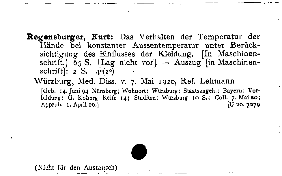 [Katalogkarte Dissertationenkatalog bis 1980]