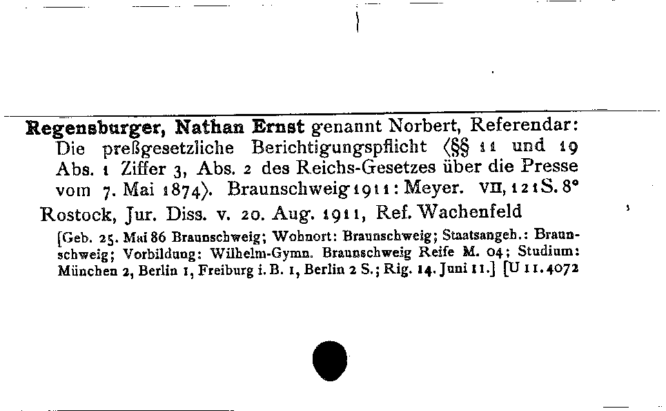 [Katalogkarte Dissertationenkatalog bis 1980]