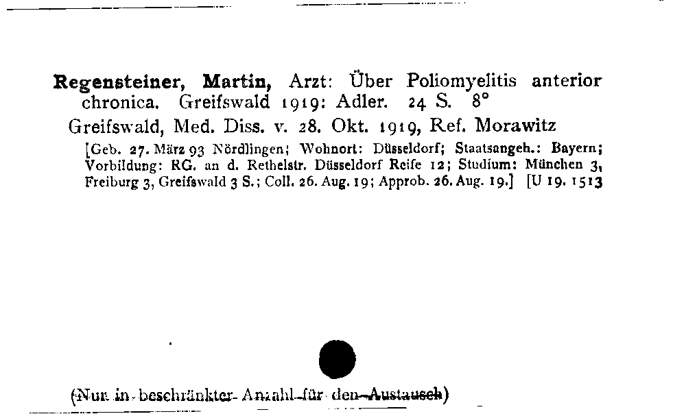 [Katalogkarte Dissertationenkatalog bis 1980]