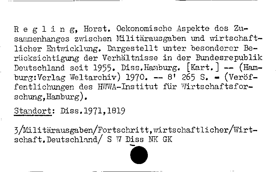 [Katalogkarte Dissertationenkatalog bis 1980]