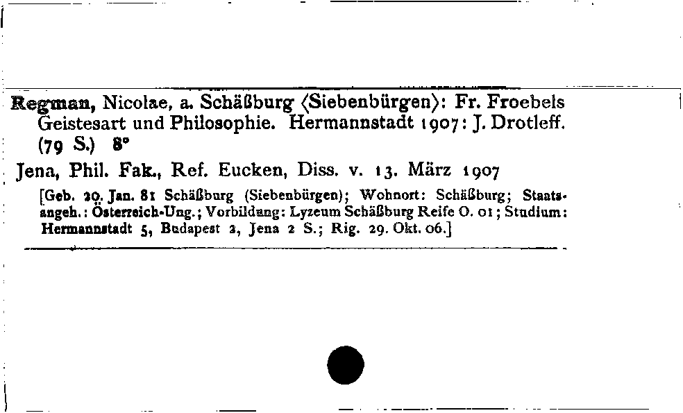 [Katalogkarte Dissertationenkatalog bis 1980]