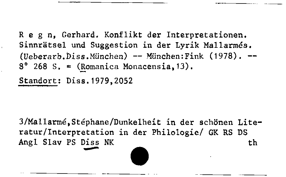 [Katalogkarte Dissertationenkatalog bis 1980]