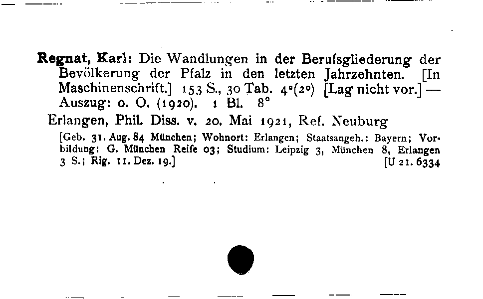 [Katalogkarte Dissertationenkatalog bis 1980]