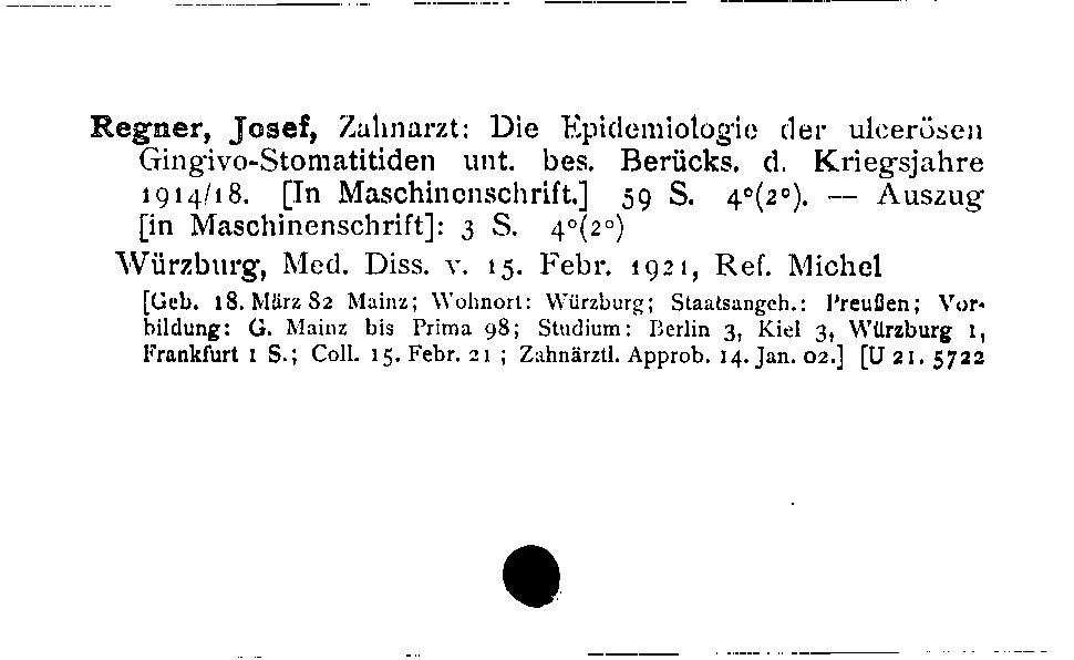 [Katalogkarte Dissertationenkatalog bis 1980]