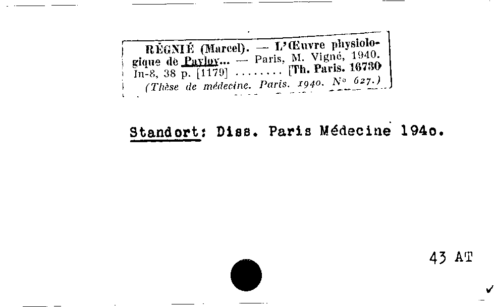 [Katalogkarte Dissertationenkatalog bis 1980]