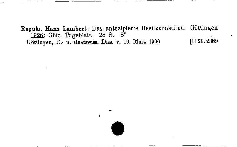 [Katalogkarte Dissertationenkatalog bis 1980]