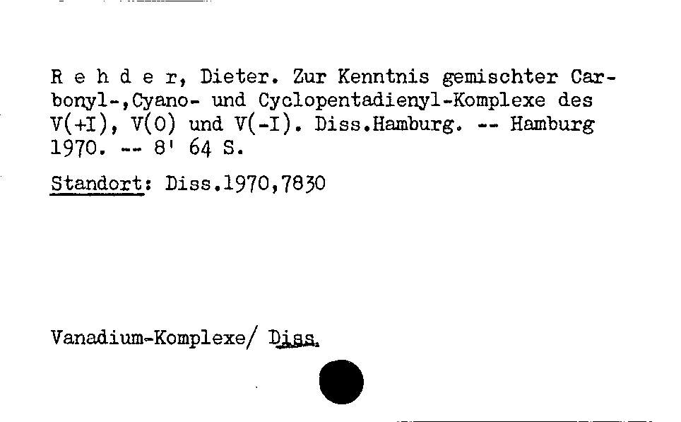 [Katalogkarte Dissertationenkatalog bis 1980]