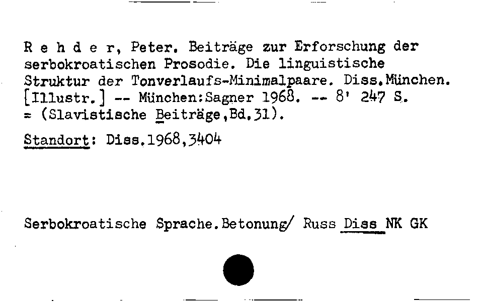 [Katalogkarte Dissertationenkatalog bis 1980]