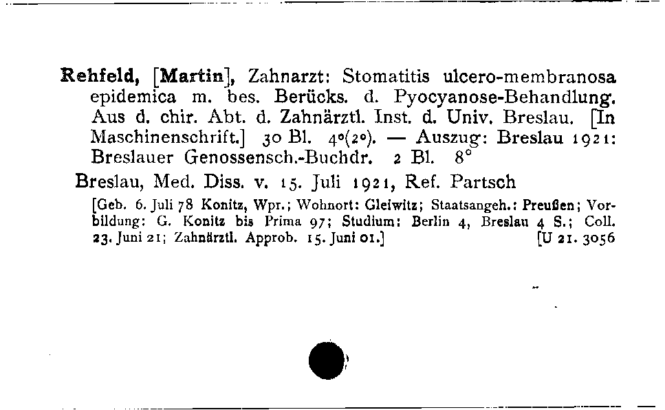 [Katalogkarte Dissertationenkatalog bis 1980]