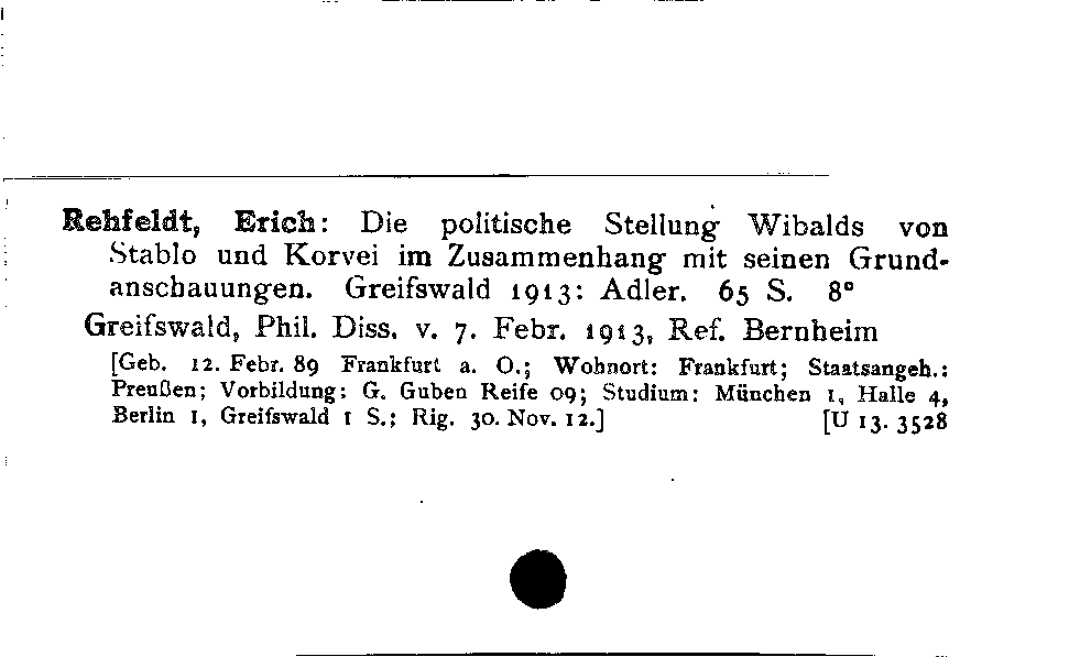 [Katalogkarte Dissertationenkatalog bis 1980]