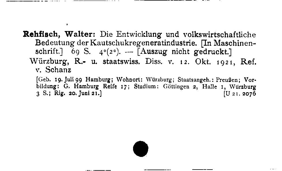 [Katalogkarte Dissertationenkatalog bis 1980]