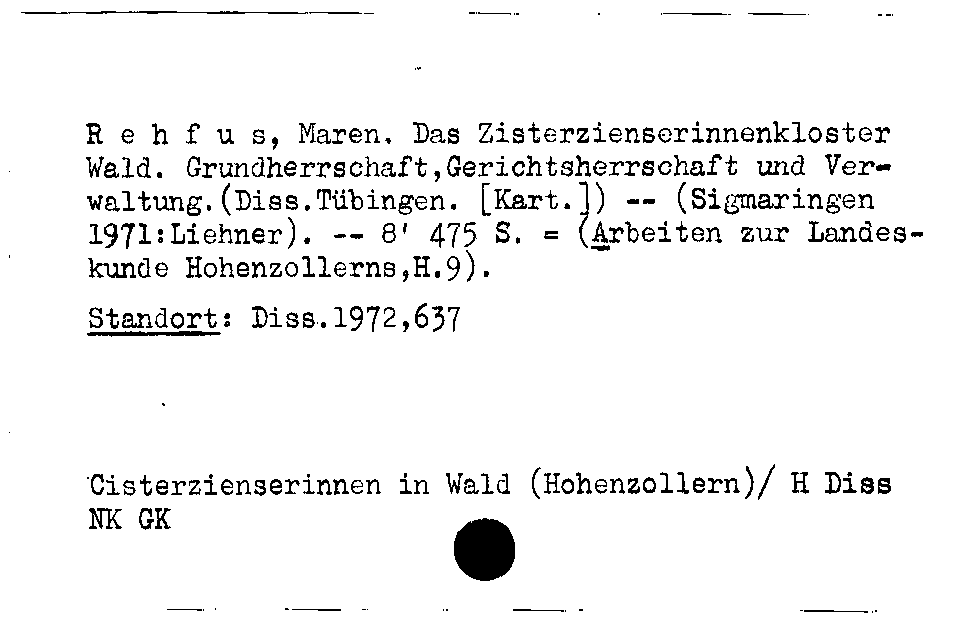 [Katalogkarte Dissertationenkatalog bis 1980]