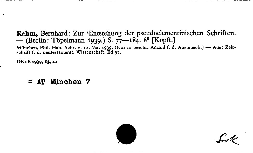 [Katalogkarte Dissertationenkatalog bis 1980]