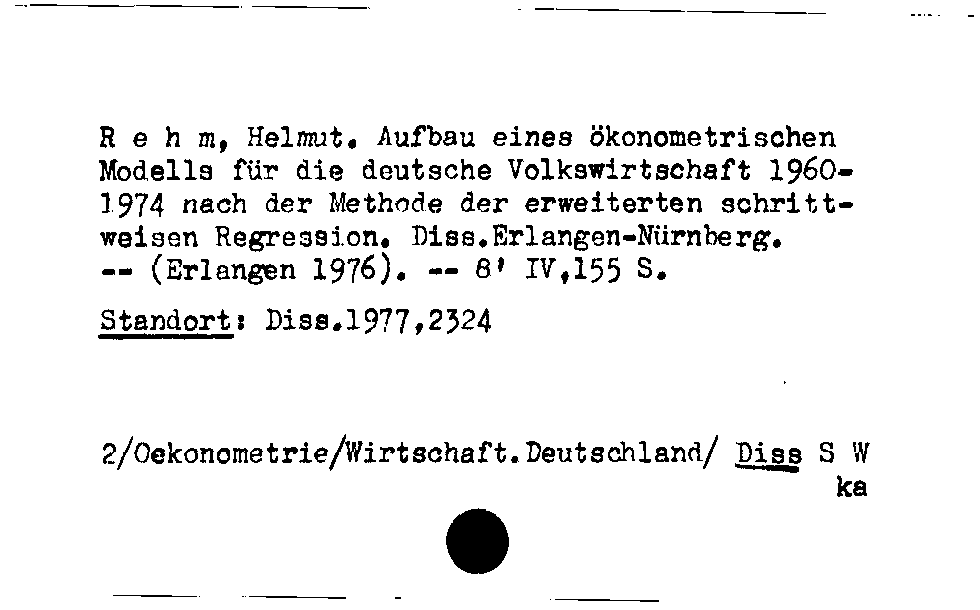 [Katalogkarte Dissertationenkatalog bis 1980]