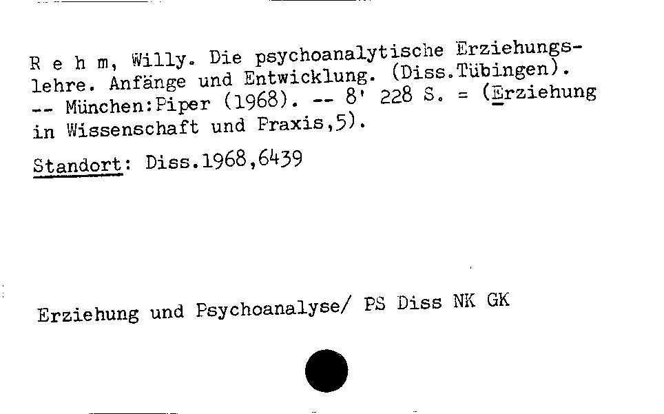 [Katalogkarte Dissertationenkatalog bis 1980]