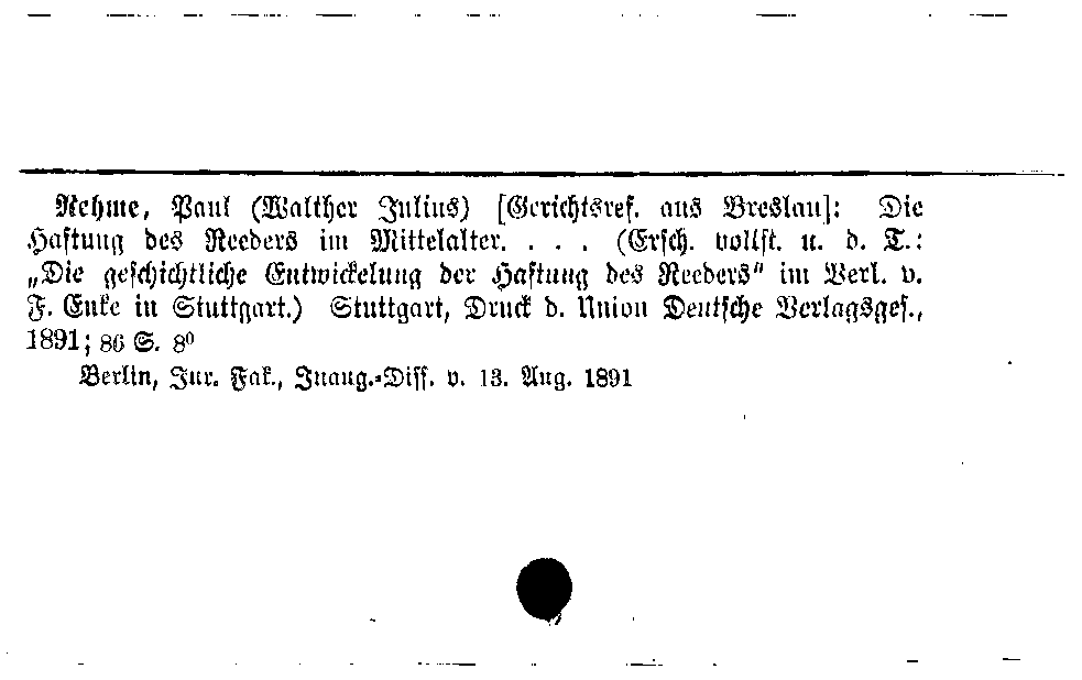 [Katalogkarte Dissertationenkatalog bis 1980]