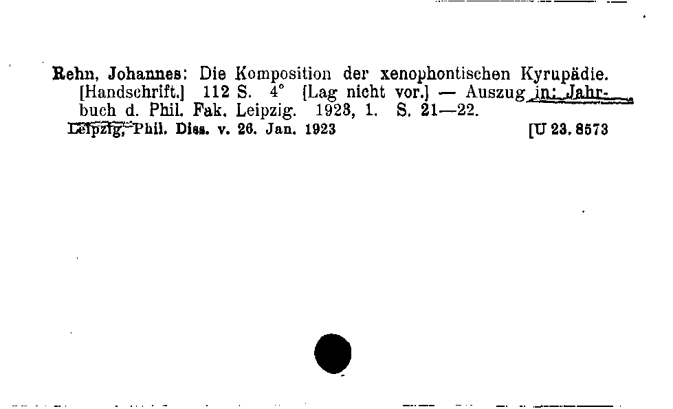 [Katalogkarte Dissertationenkatalog bis 1980]