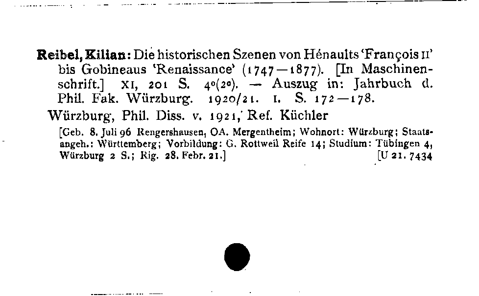 [Katalogkarte Dissertationenkatalog bis 1980]