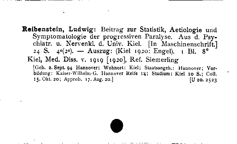 [Katalogkarte Dissertationenkatalog bis 1980]