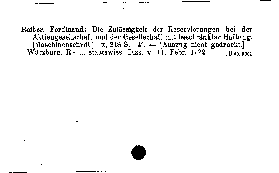 [Katalogkarte Dissertationenkatalog bis 1980]