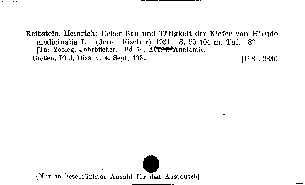 [Katalogkarte Dissertationenkatalog bis 1980]