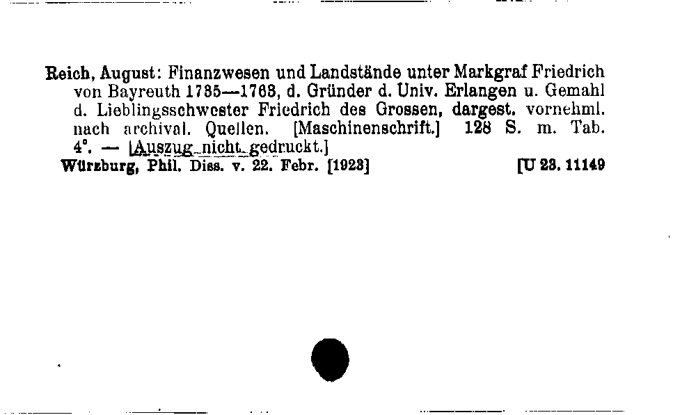 [Katalogkarte Dissertationenkatalog bis 1980]