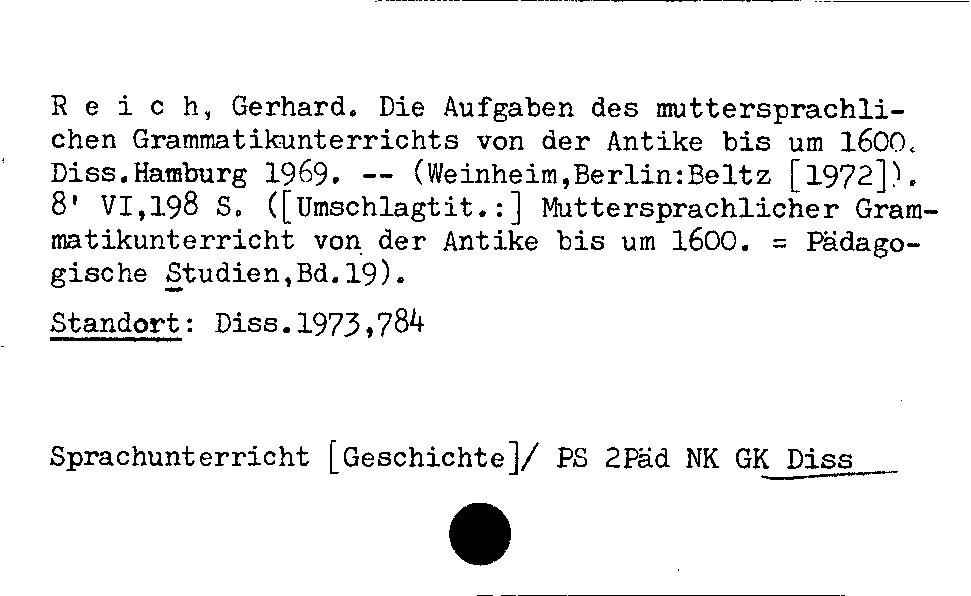 [Katalogkarte Dissertationenkatalog bis 1980]