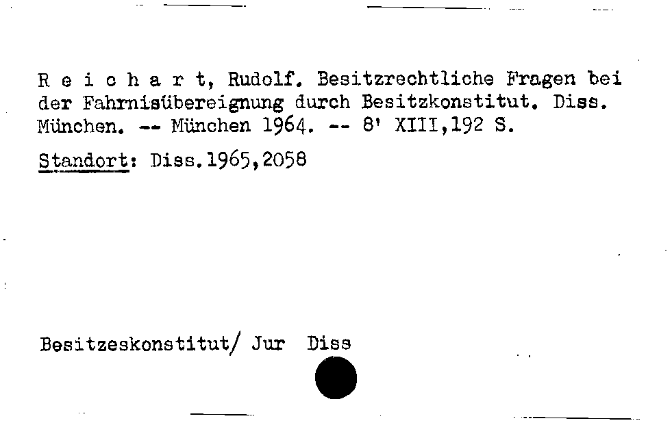 [Katalogkarte Dissertationenkatalog bis 1980]