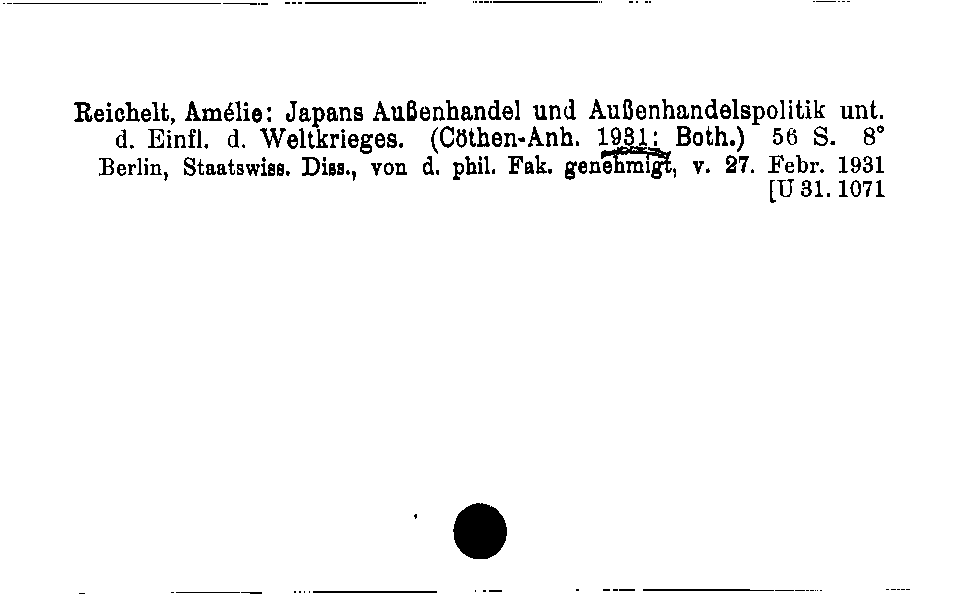 [Katalogkarte Dissertationenkatalog bis 1980]