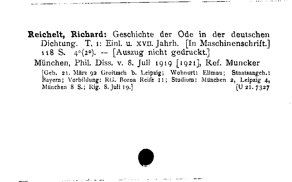 [Katalogkarte Dissertationenkatalog bis 1980]