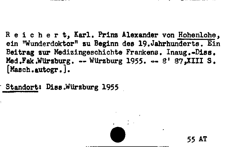 [Katalogkarte Dissertationenkatalog bis 1980]