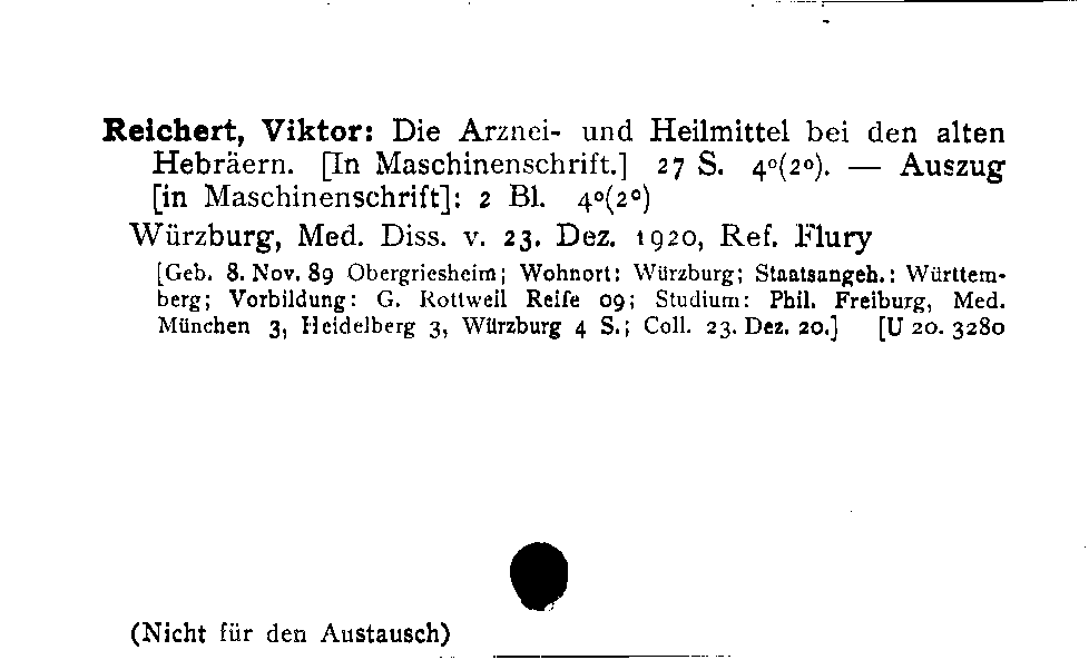 [Katalogkarte Dissertationenkatalog bis 1980]