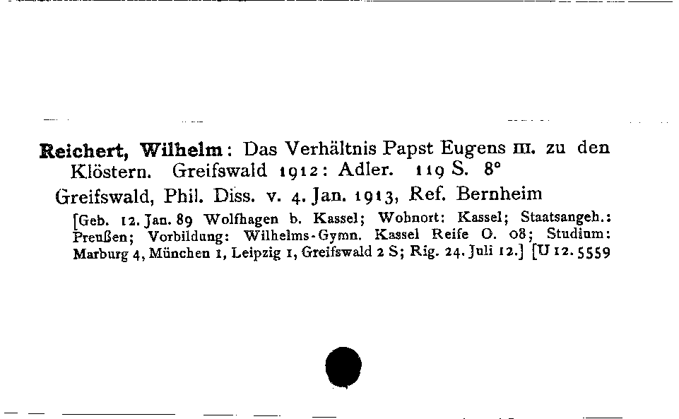 [Katalogkarte Dissertationenkatalog bis 1980]