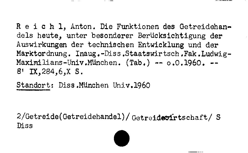 [Katalogkarte Dissertationenkatalog bis 1980]