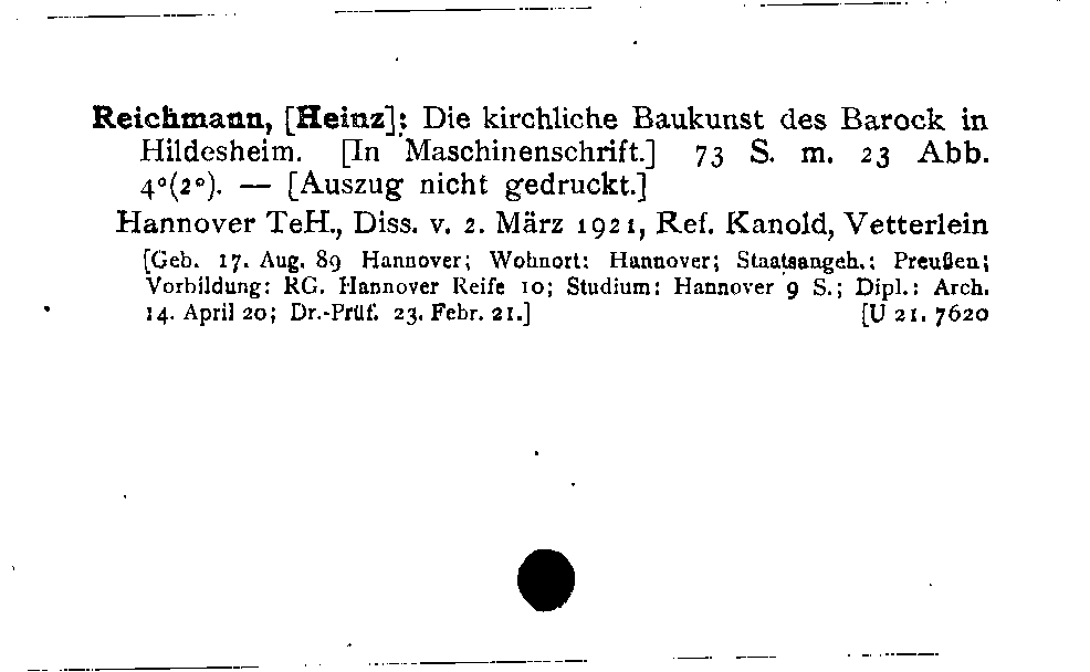 [Katalogkarte Dissertationenkatalog bis 1980]