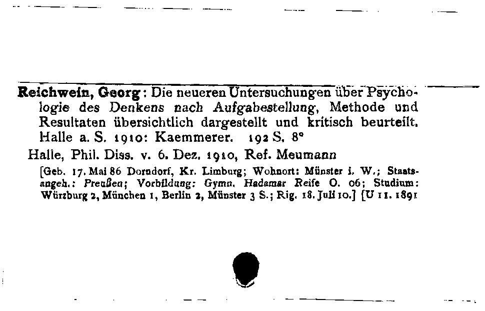 [Katalogkarte Dissertationenkatalog bis 1980]