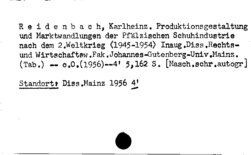 [Katalogkarte Dissertationenkatalog bis 1980]