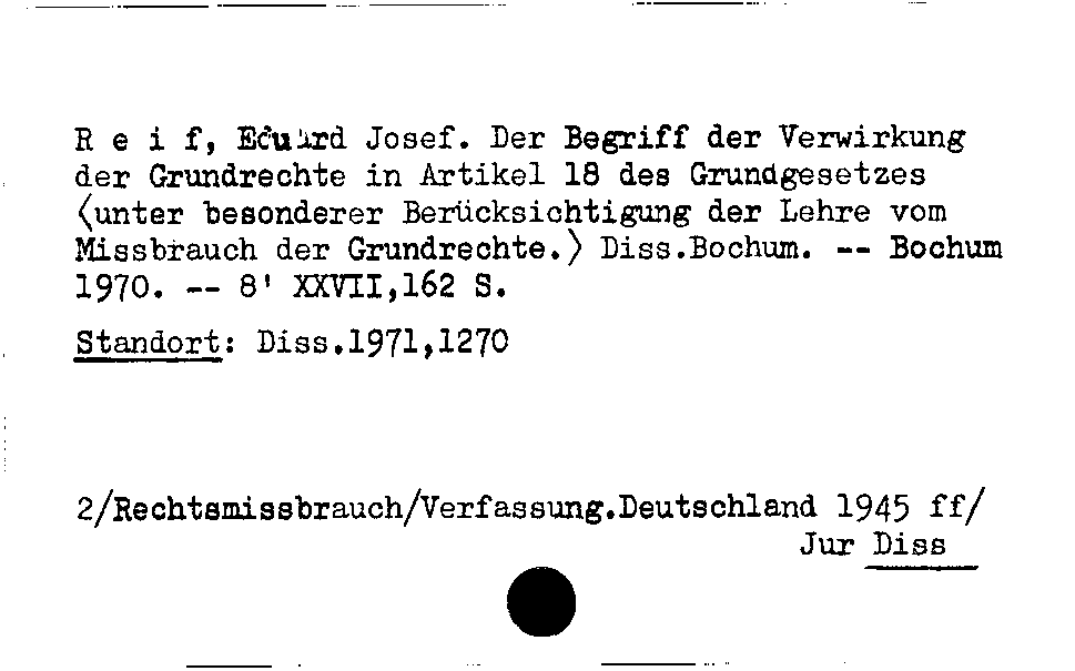 [Katalogkarte Dissertationenkatalog bis 1980]