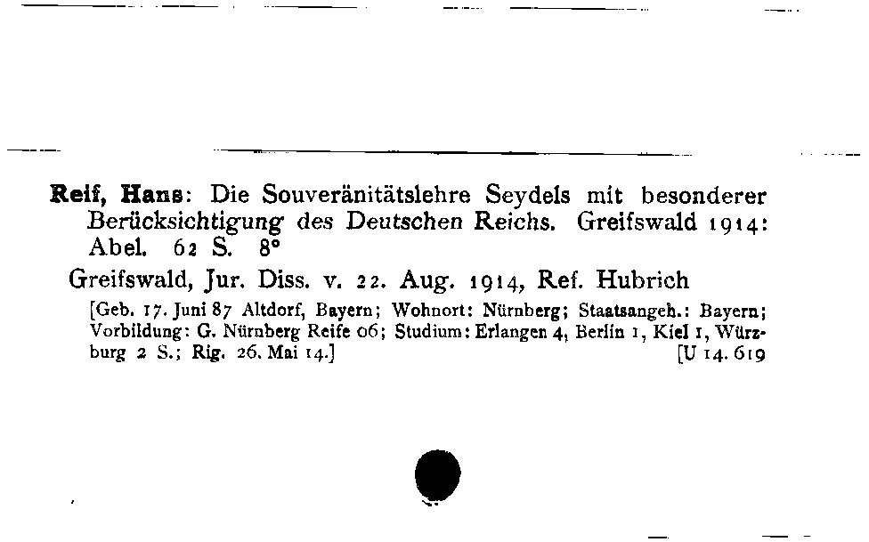 [Katalogkarte Dissertationenkatalog bis 1980]