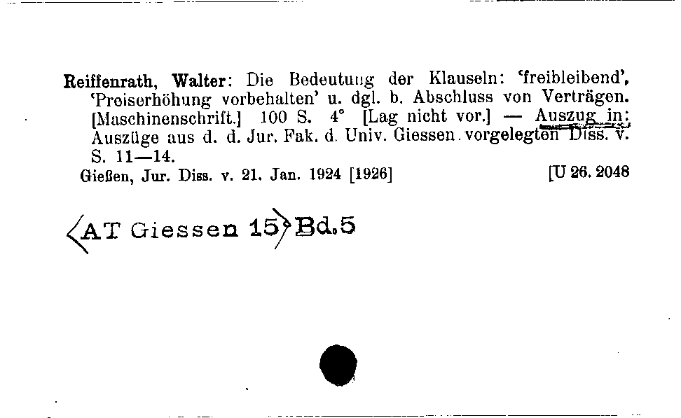 [Katalogkarte Dissertationenkatalog bis 1980]