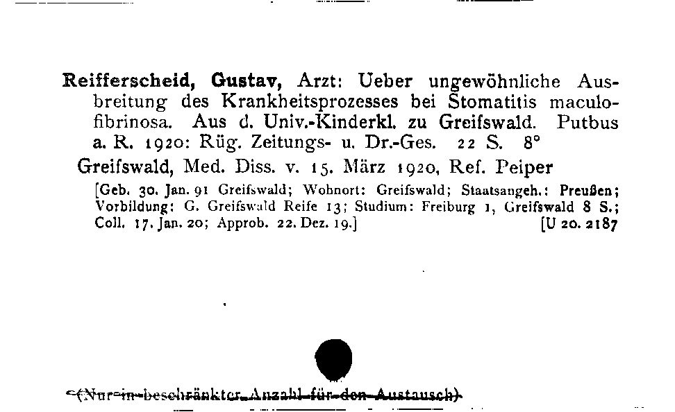 [Katalogkarte Dissertationenkatalog bis 1980]