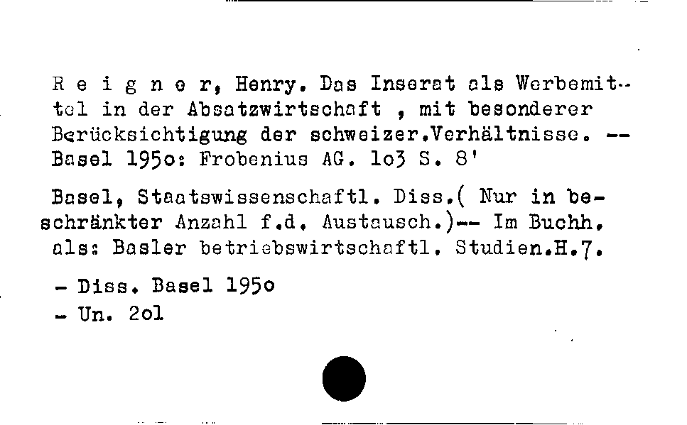 [Katalogkarte Dissertationenkatalog bis 1980]