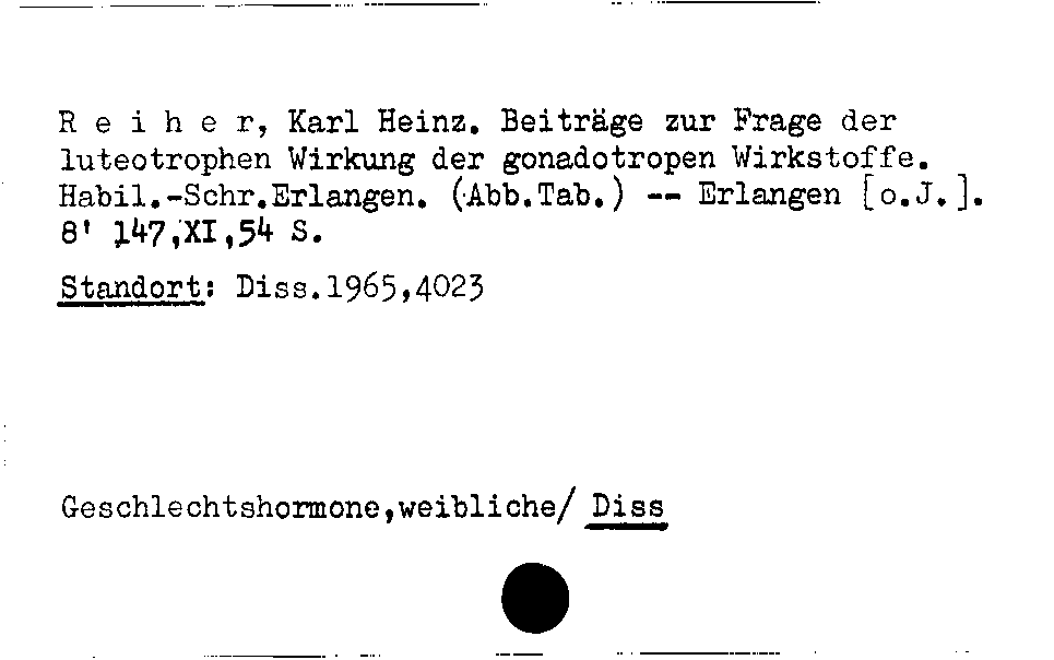 [Katalogkarte Dissertationenkatalog bis 1980]