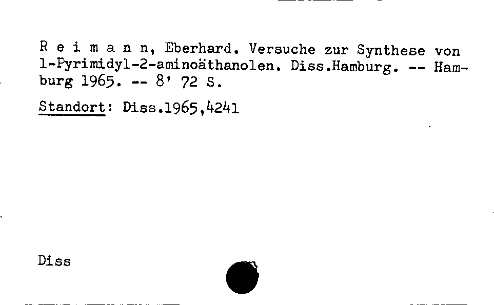 [Katalogkarte Dissertationenkatalog bis 1980]