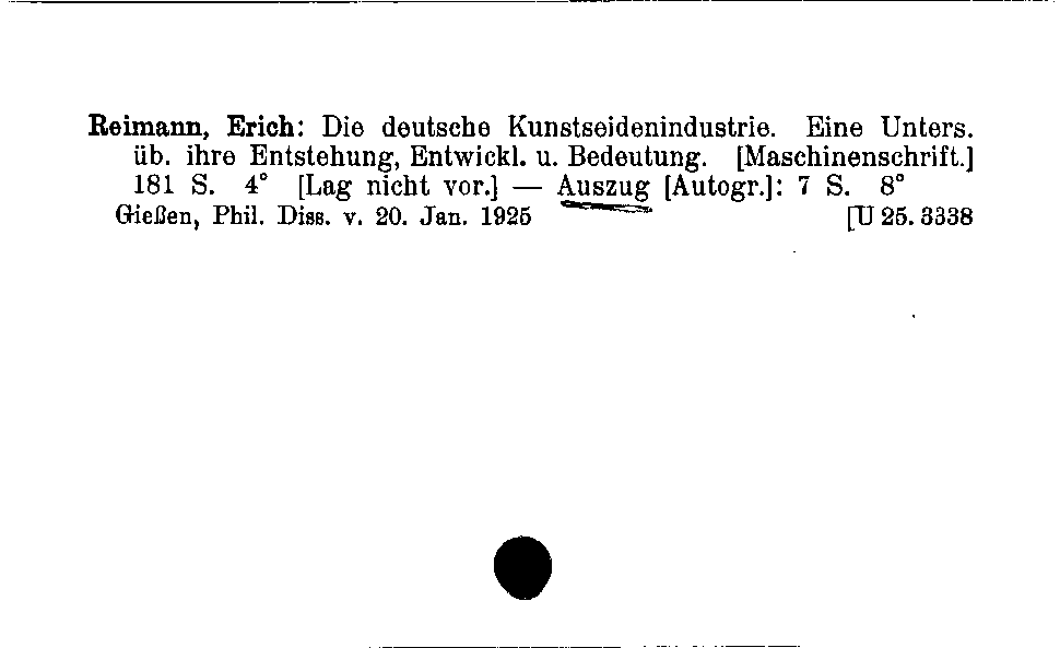 [Katalogkarte Dissertationenkatalog bis 1980]