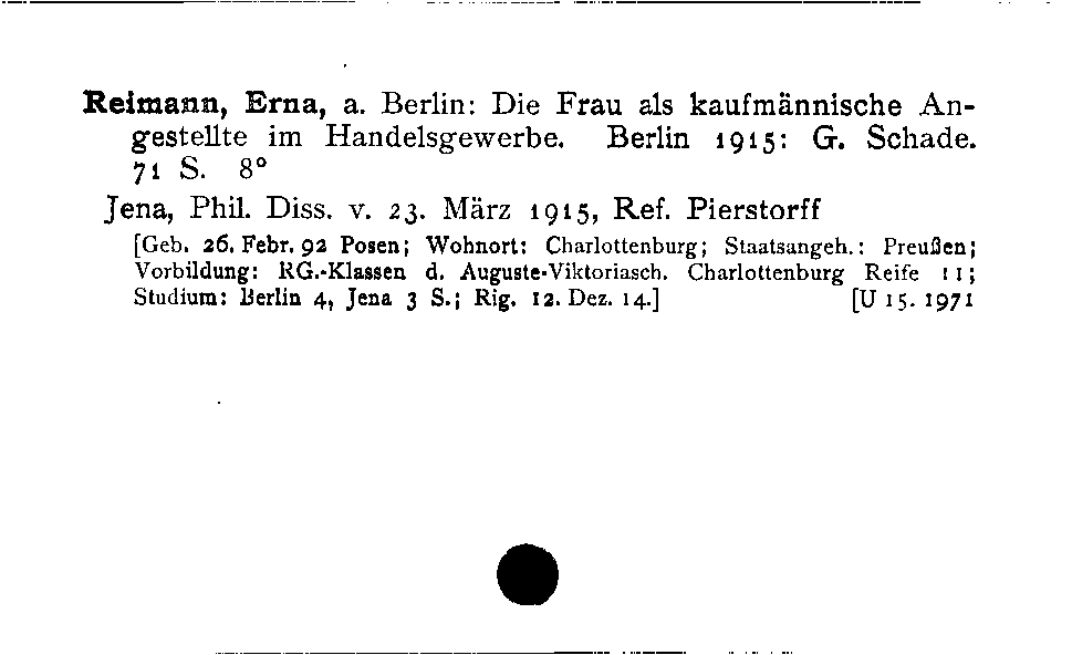 [Katalogkarte Dissertationenkatalog bis 1980]