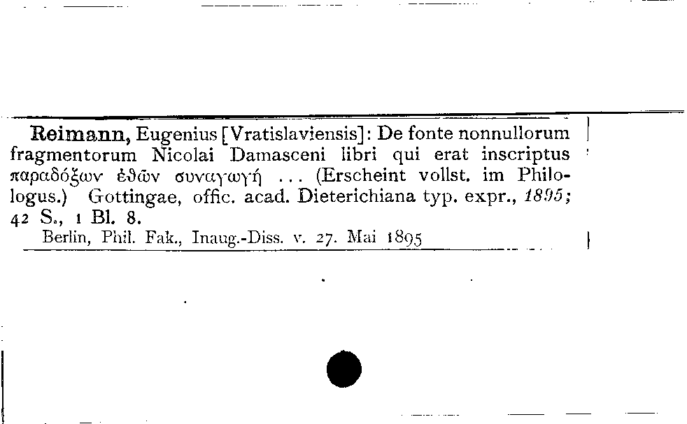 [Katalogkarte Dissertationenkatalog bis 1980]